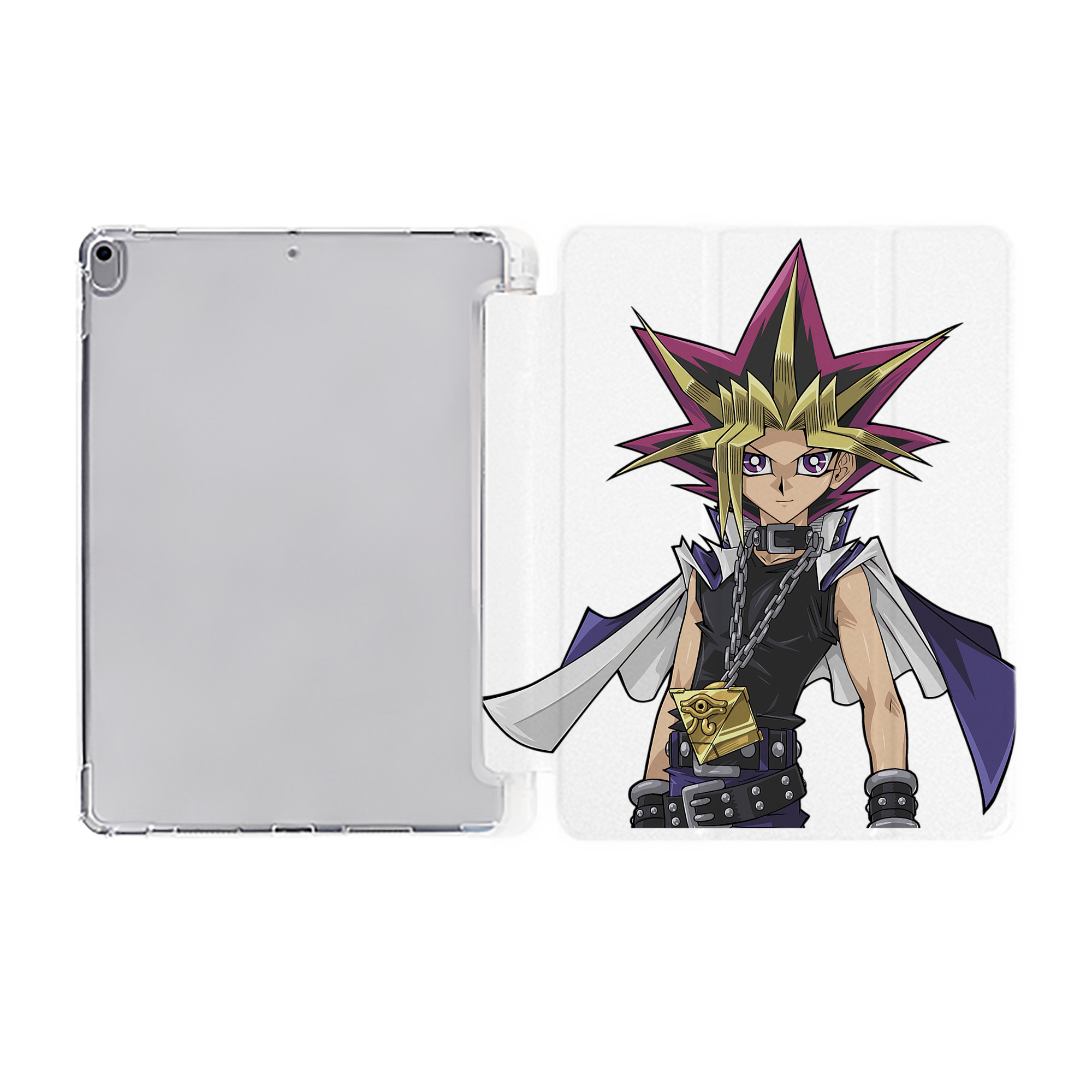（画像用） 遊☆戯☆王 Yu-Gi-Oh! IPad ケース ペン収納付き 三つ折りスタンド PUレザー×シリコン 対応機種9.5/10.5/10.9インチ